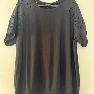 Torrid Black Eyelet Short Sleeve Top